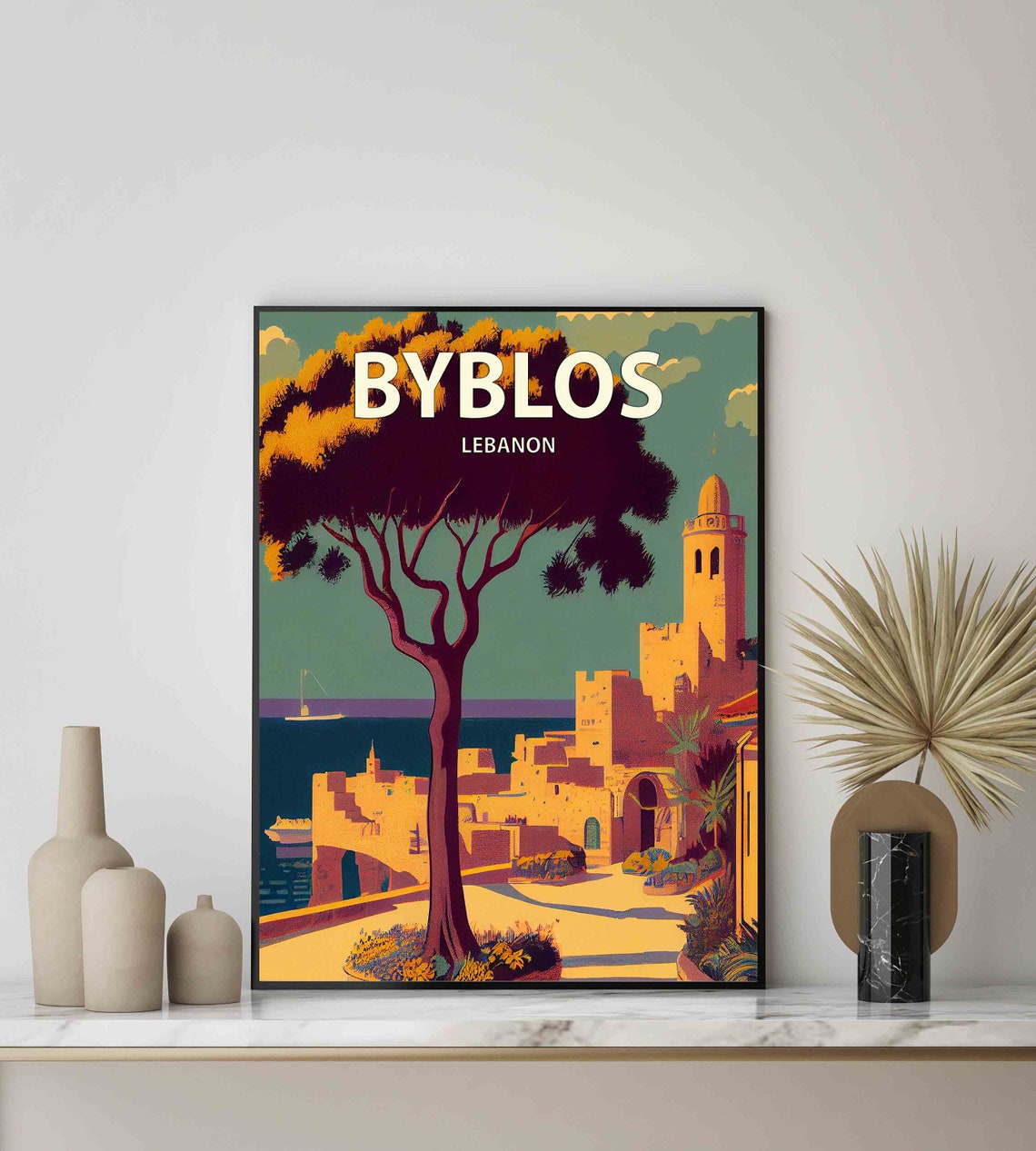 Byblos Lebanon Ancient Stone Citadel Seaside Harbor Town Poster - Image 2