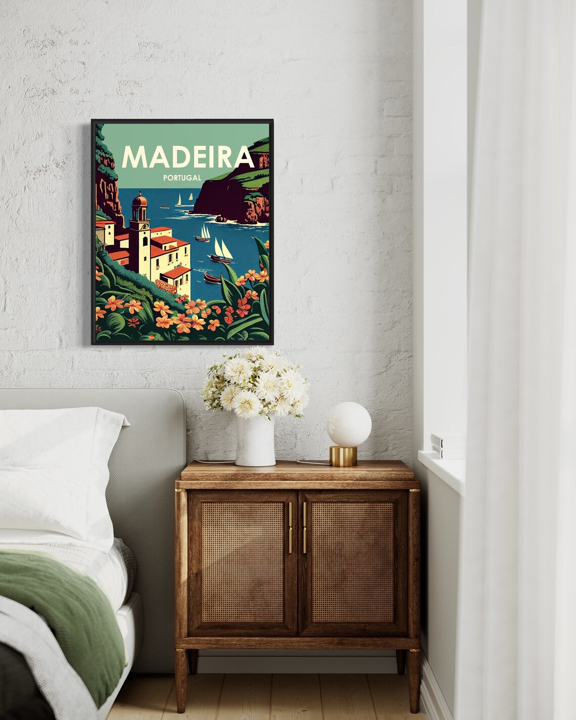 Madeira Portugal Island Coast Sailboats Cliffs Travel Poster - Image 3