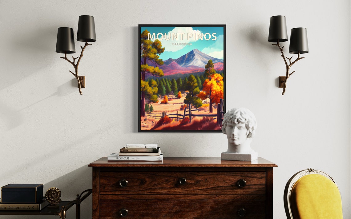 Mount Pinos California Autumn Meadow Mountain View Retro Travel Poster - Image 2