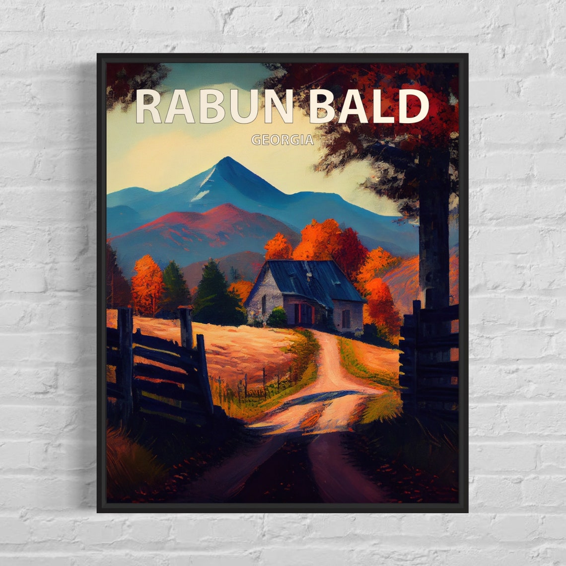 Rabun Bald Georgia Farm Cabin Appalachian Fall Sunset Art Poster