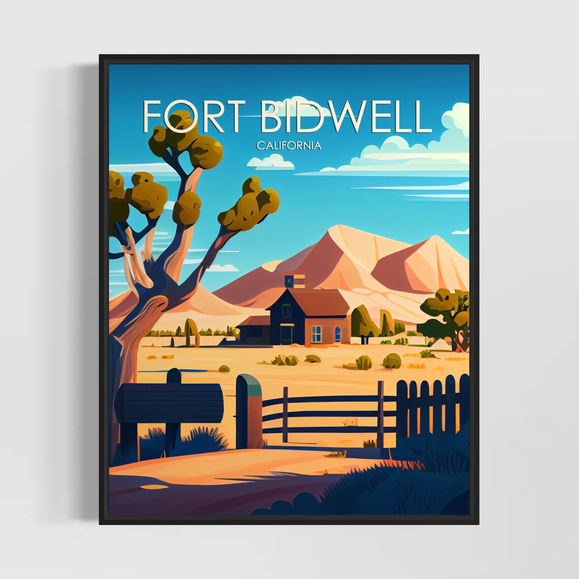 Fort Bidwell California Retro Art Print Fort Bidwell Art Illustration Fort Bidwell Vintage Minimal Design Poster