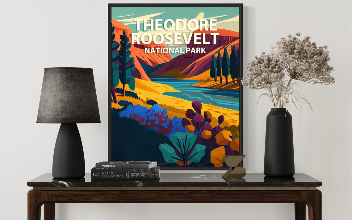 Theodore Roosevelt National Park Painted Badlands Retro Poster - Image 3