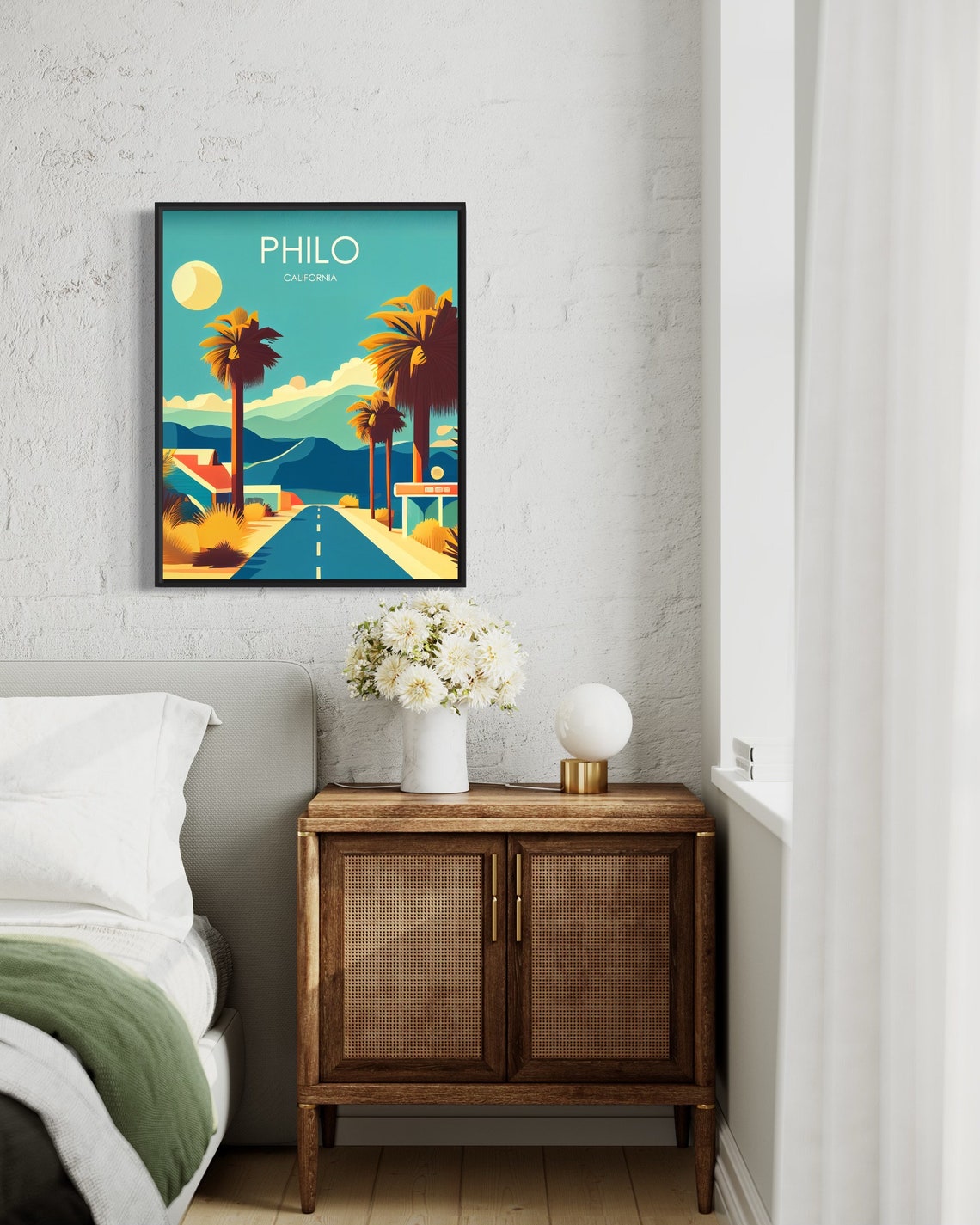 Philo California Desert Highway Palm Trees Mountain View Poster - Image 2
