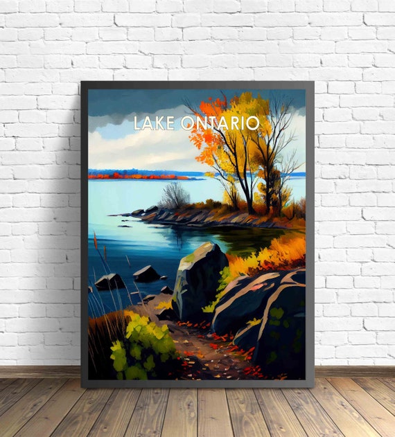 Lake Ontario Retro Art Print Lake Ontario Wall Art Illustration Lake Ontario Vintage 1960s Design Poster Artwork