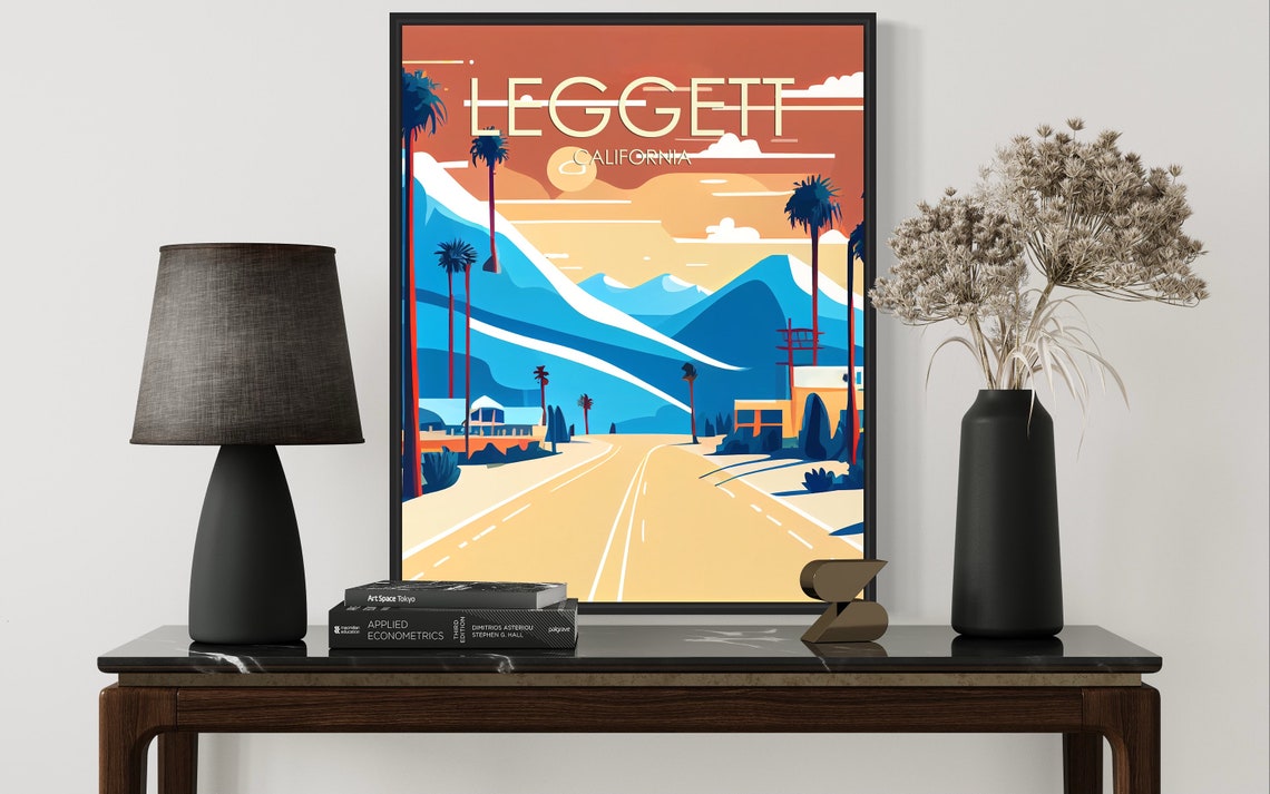 Leggett California Road Palm Mountains Sunset Retro Scenic Poster - Image 3