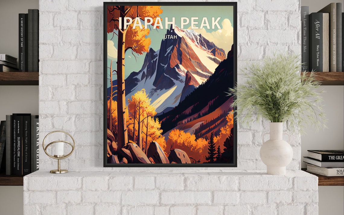 Ipapah Peak Utah Snowy Ridge Golden Aspen Rocks Travel Poster - Image 3