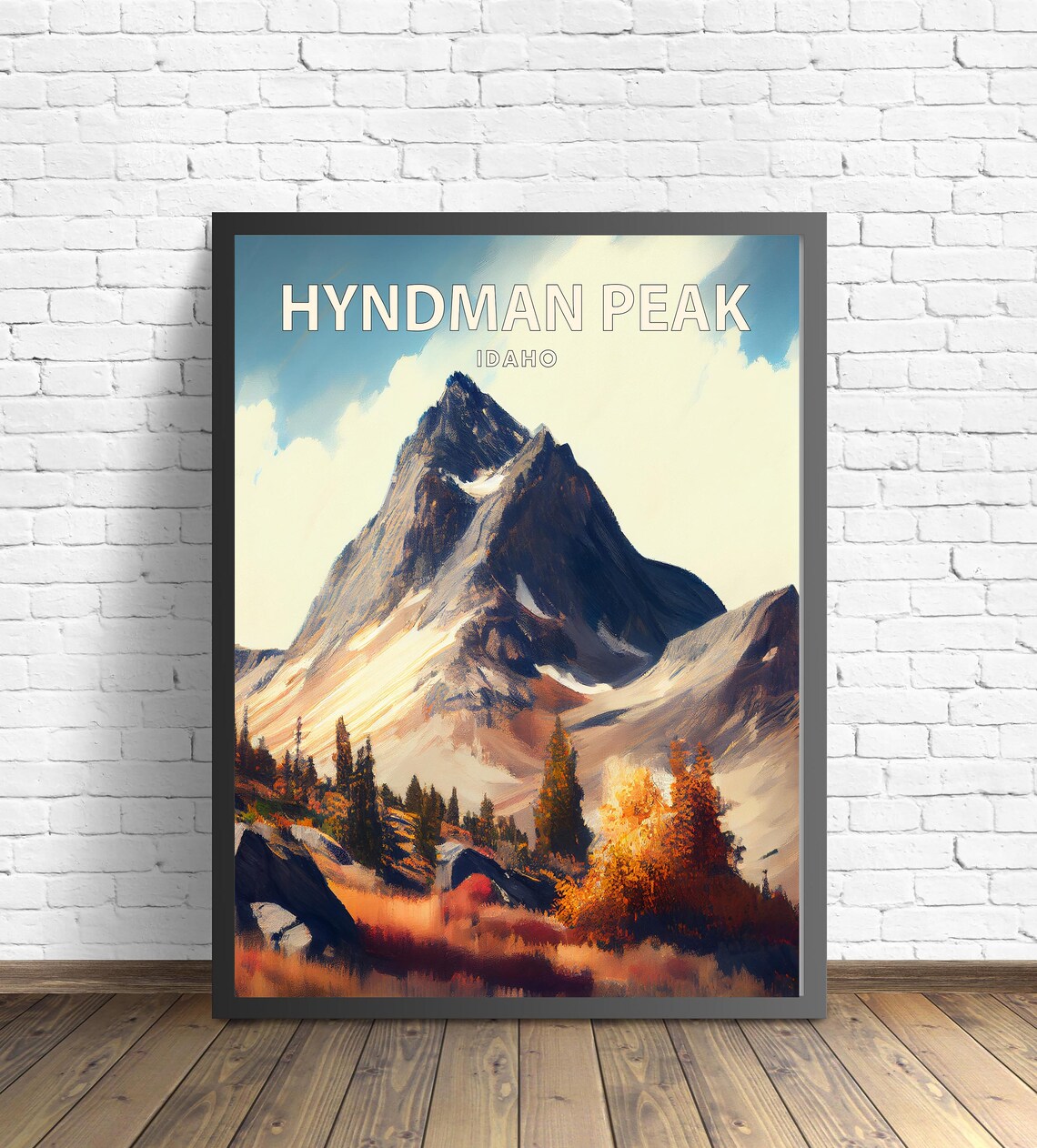 Hyndman Peak Idaho Mountain Landscape Autumn Painting Poster