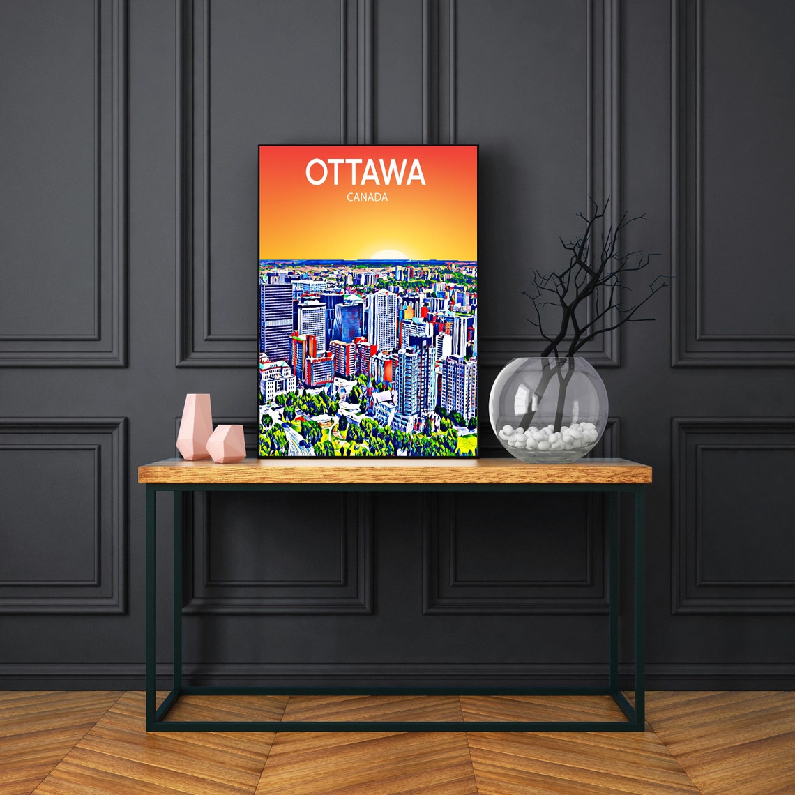 Ottawa Canada Downtown Skyscrapers Golden Sunset Skyline Poster - Image 3