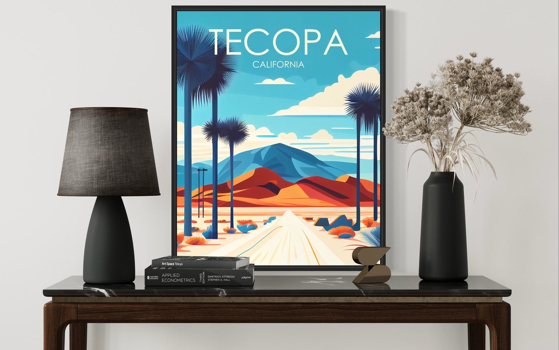 Tecopa California Desert Road Palm Silhouettes Vista Poster Artwork - Image 3