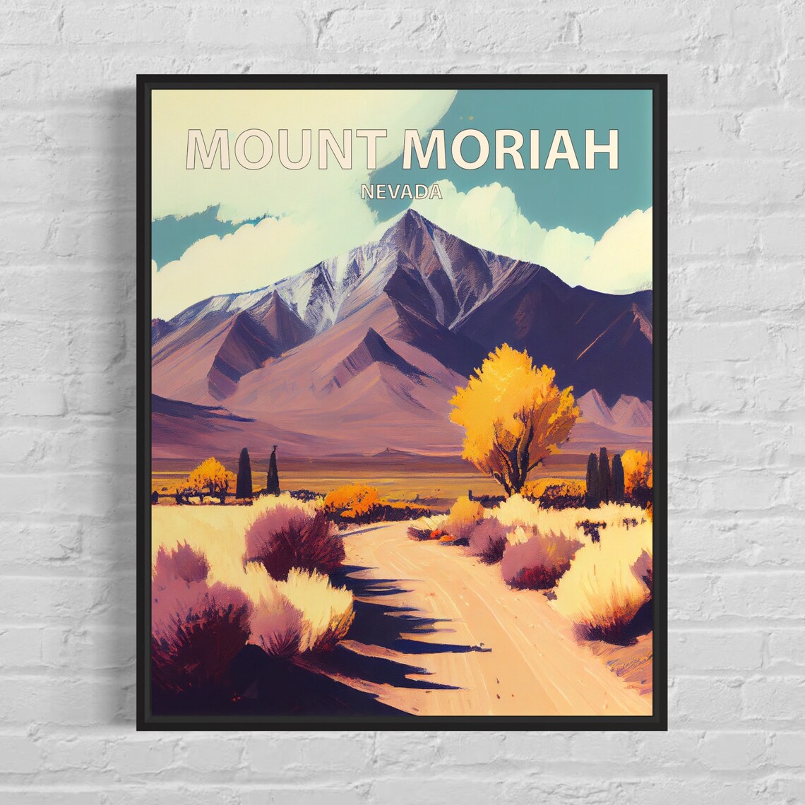 Mount Moriah Nevada Purple Desert Road Autumn Valley Art Poster