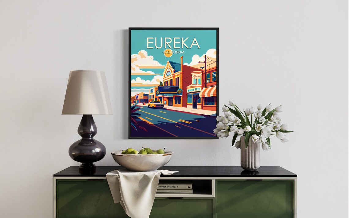 Eureka California Historic Theater Street Retro Vintage Art Poster - Image 3