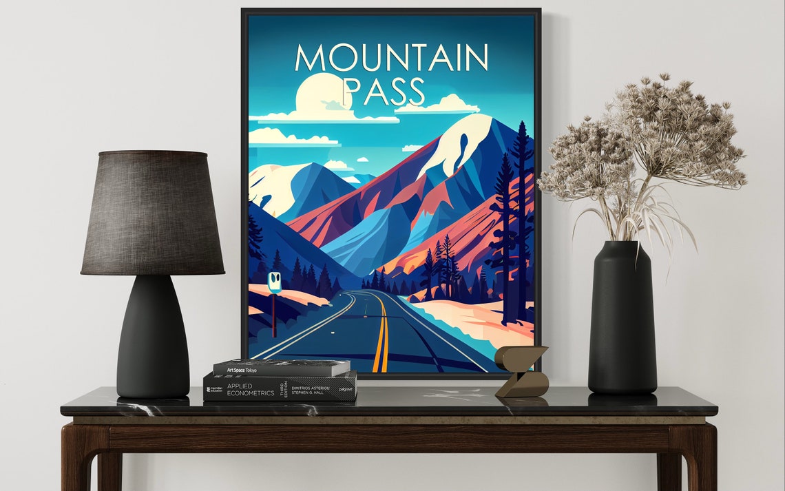 Mountain Pass Highway Colorful Peaks Sunset Drive Travel Poster - Image 3