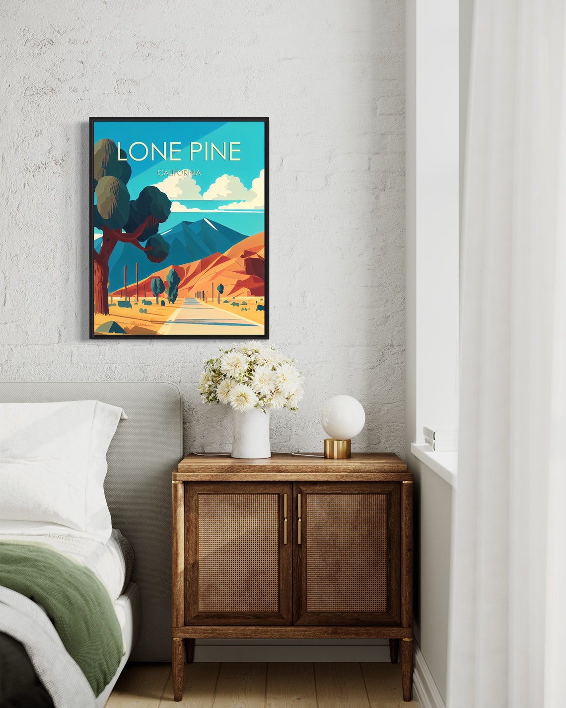 Lone Pine California Desert Road Blue Mountains Joshua Trees Poster - Image 2