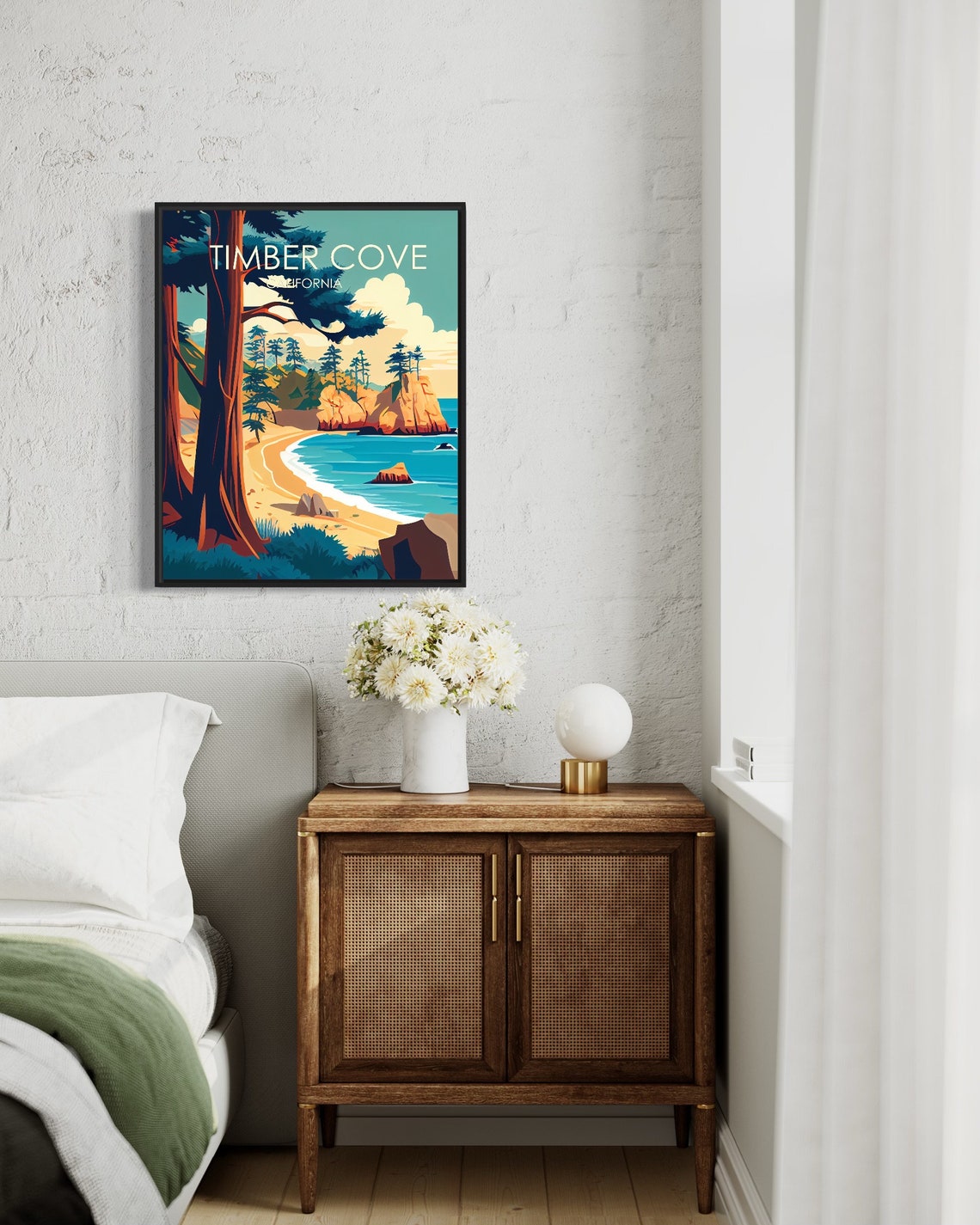 Timber Cove California Towering Redwoods Beach Retro Travel Poster - Image 2