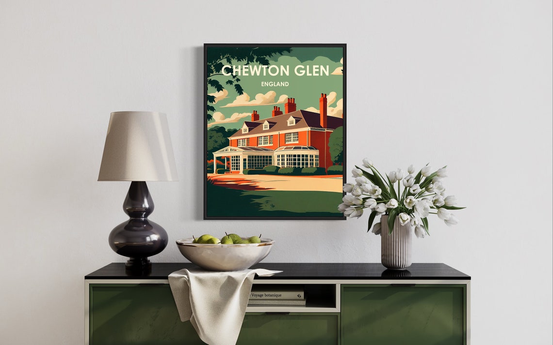 Chewton Glen England Poster with Red Brick Country Manor House - Image 2