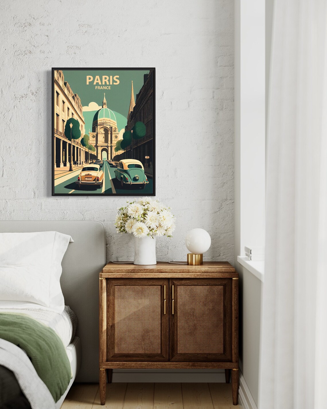 Paris France Vintage Cars Domed Monument Street Romantic Travel Poster - Image 3