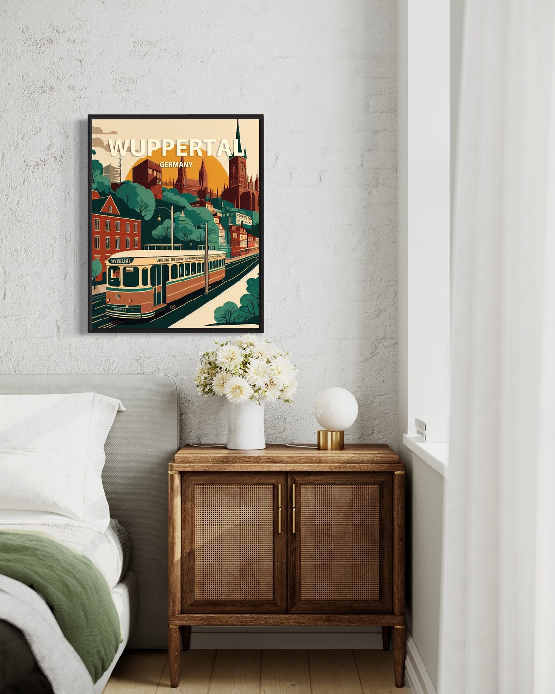 Wuppertal Germany Sunset Tram Vintage Retro Travel Poster Art - Image 2
