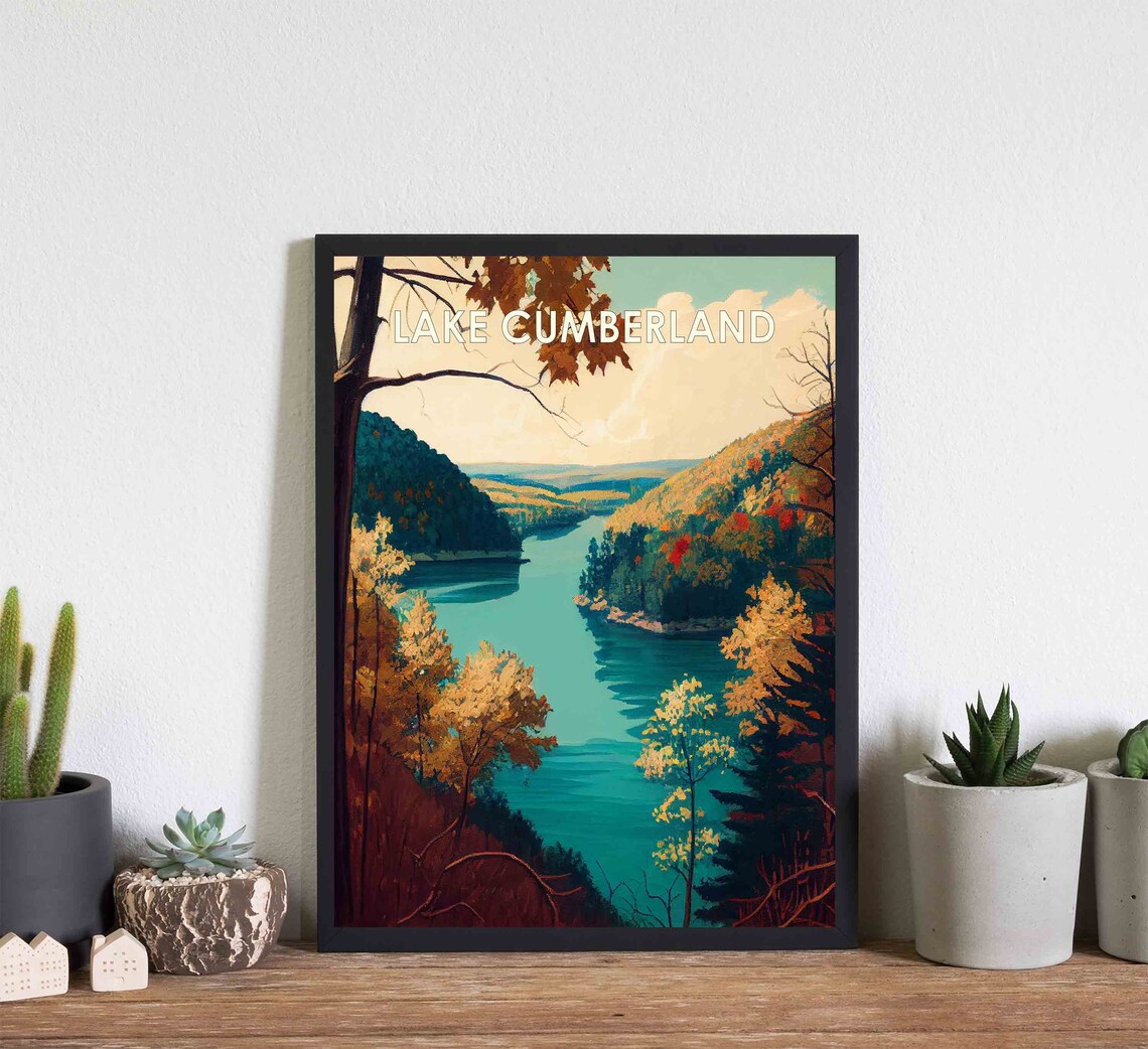 Lake Cumberland Kentucky Autumn Hills Fall Foliage Scene Poster - Image 3