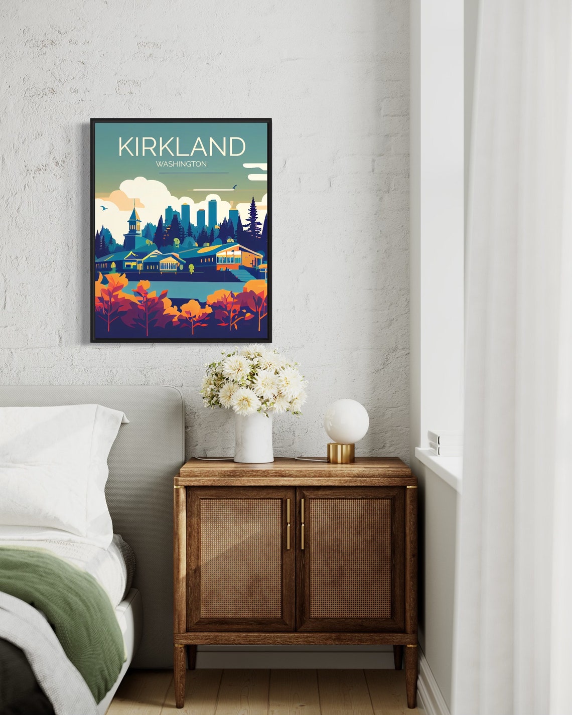 Kirkland Washington Lakefront Skyline With Autumn Foliage Poster - Image 3