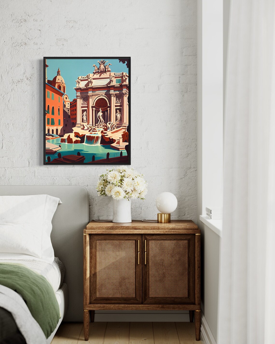 Trevi Fountain Rome Sunset Vintage Baroque Landmark Travel Poster - Image 2