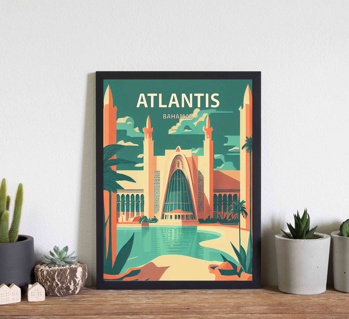 Atlantis Bahamas Paradise Resort Palace Vintage Travel Poster - Image 3