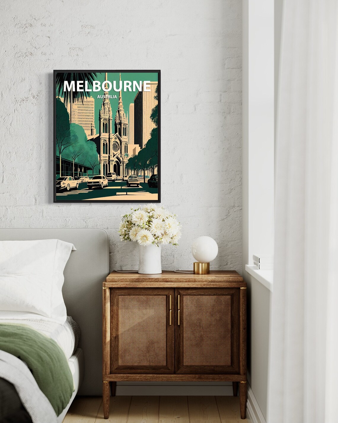 Melbourne Australia Gothic Church City Street Retro Travel Poster - Image 3