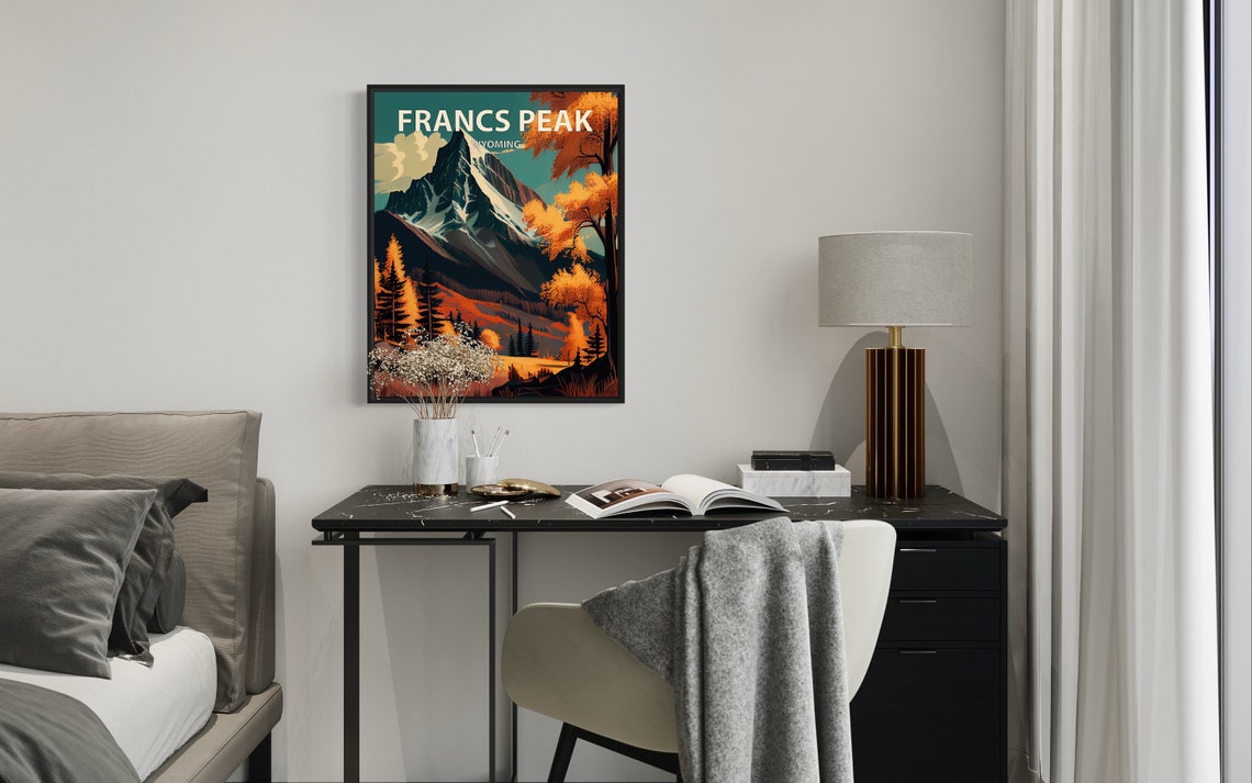 Francs Peak Wyoming Jagged Snow Summit Golden Aspen Art Poster - Image 2