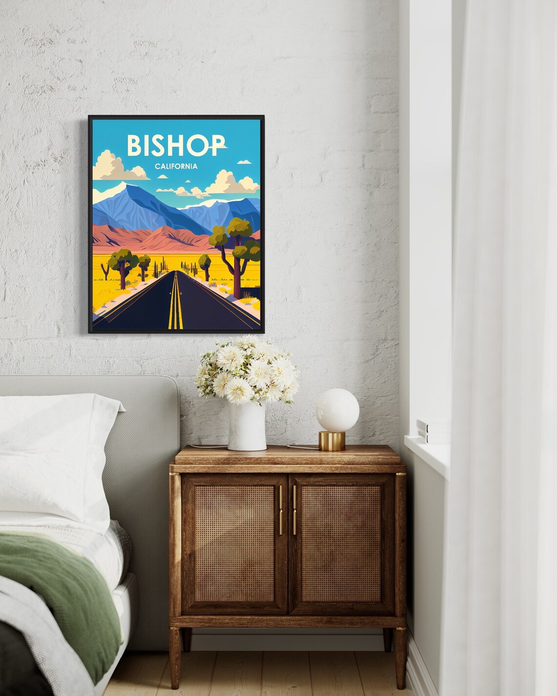Bishop California Desert Road Mountain Vista Golden Travel Poster - Image 3