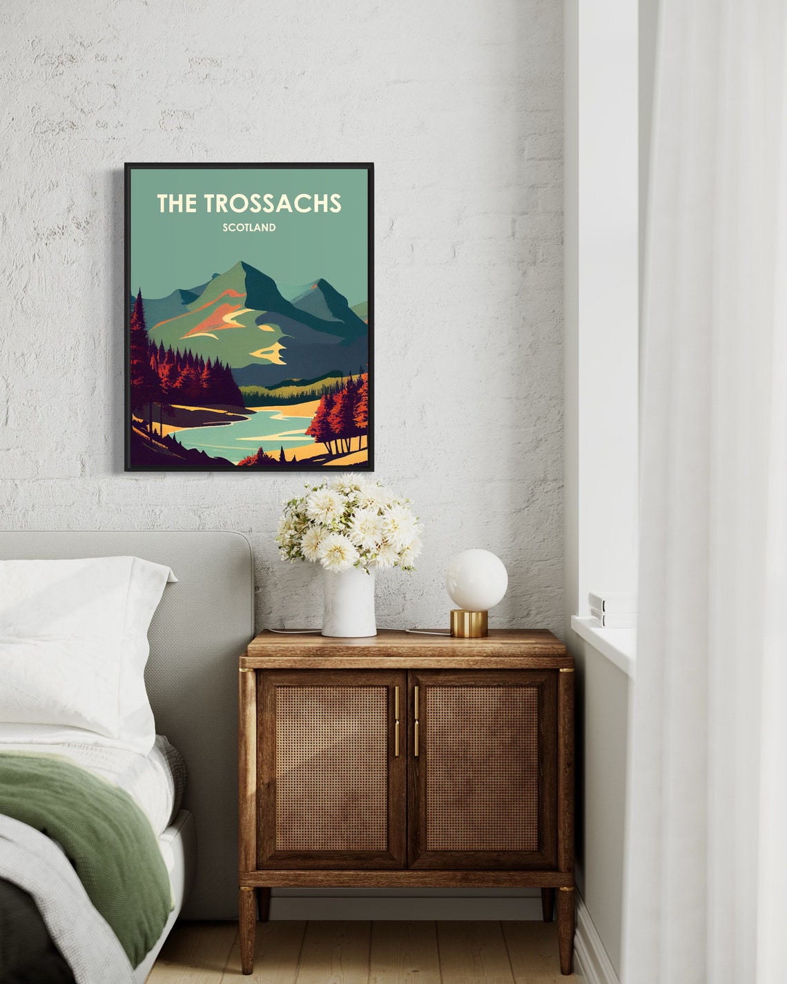 The Trossachs Scotland Retro Art Print The Trossachs Scotland Wall Art Illustration The Trossachs Scotland Vintage Minimal Design Poster - Image 3