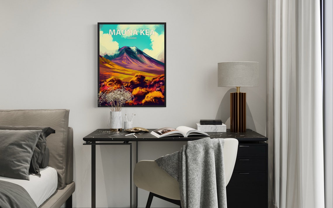 Mauna Kea Hawaii Volcano Mountain Retro Landscape Travel Poster - Image 3
