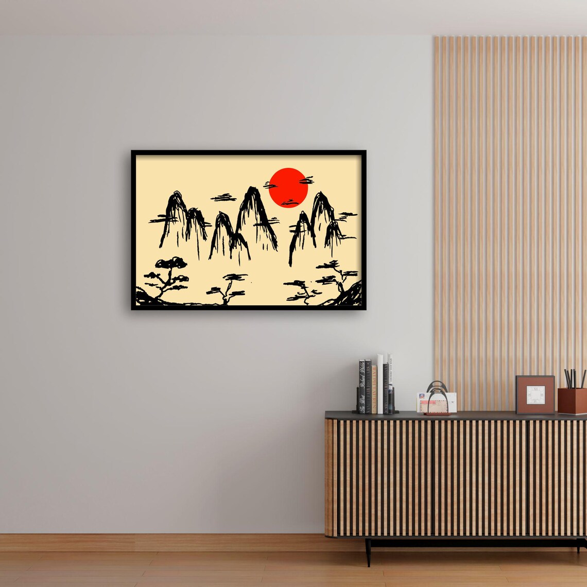 Japanese Landscape Minimalist Art Print, Zen Mountain - Image 4