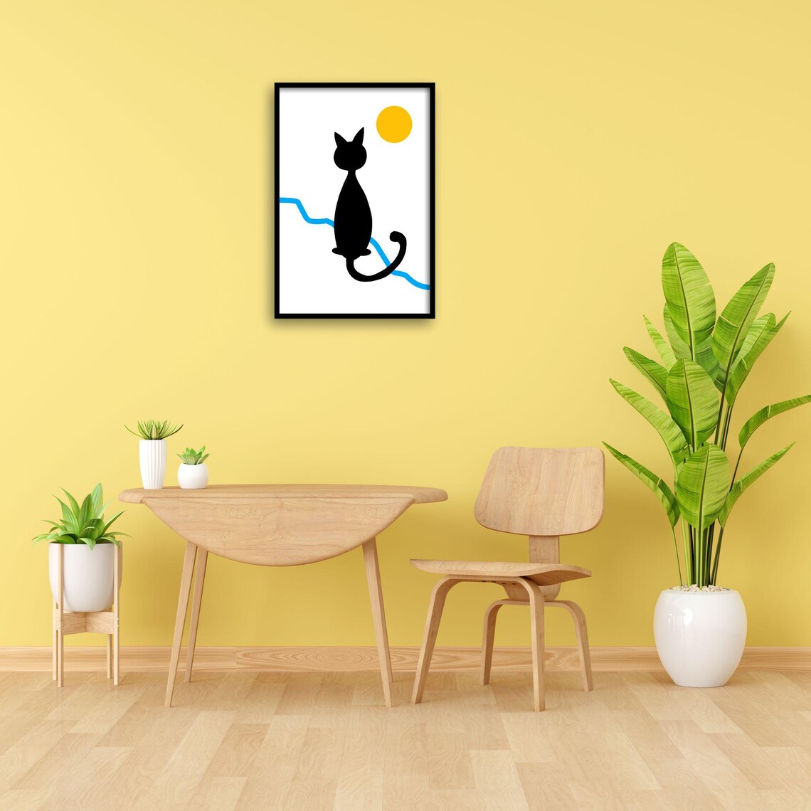 Minimalist Cat Art, Playful Animal Poster - Image 3
