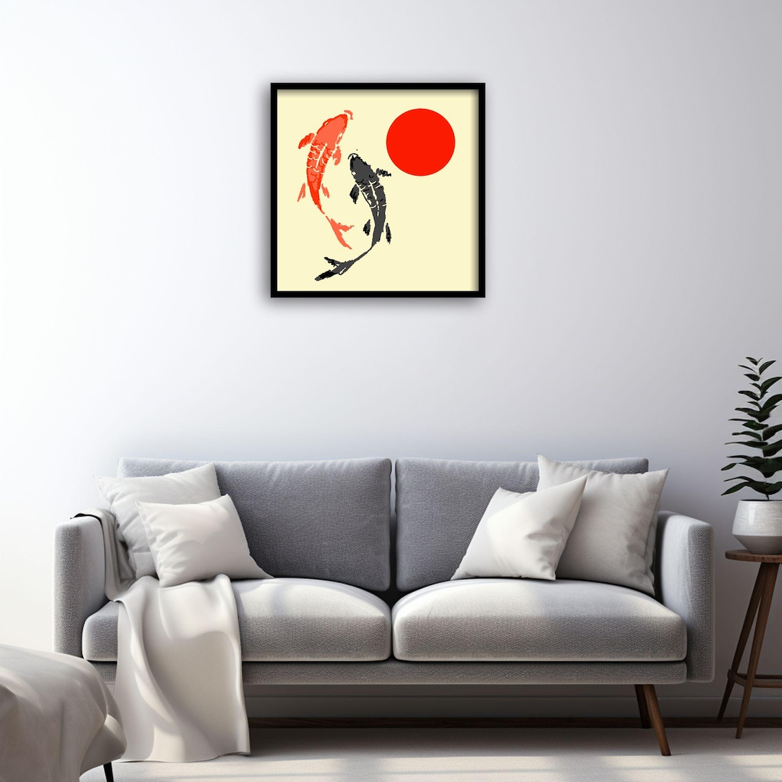 Koi Fish Art, Japanese Zen Minimalist Print - Image 2