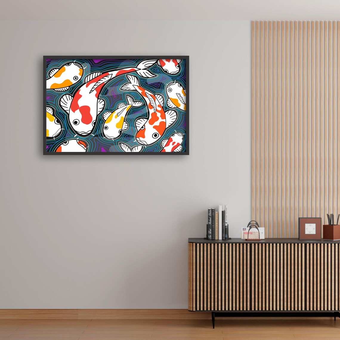Koi Fish Art Print, Zen Japanese Style Pond - Image 4