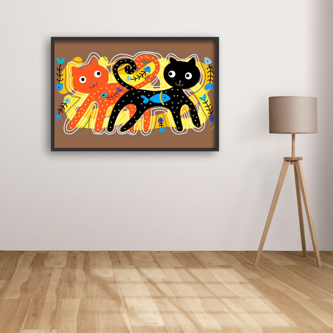 Whimsical Cat Illustration, Kids Room Boho Decor - Image 2