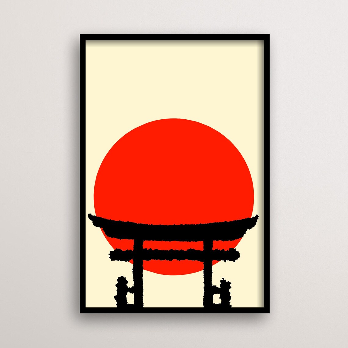 Japanese Torii Gate, Minimalist Sunrise Art Print
