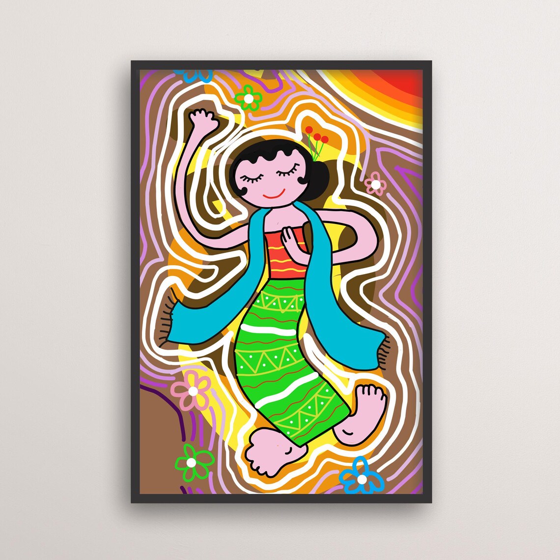 Whimsical Indonesian Dance Art, Boho Kids Room