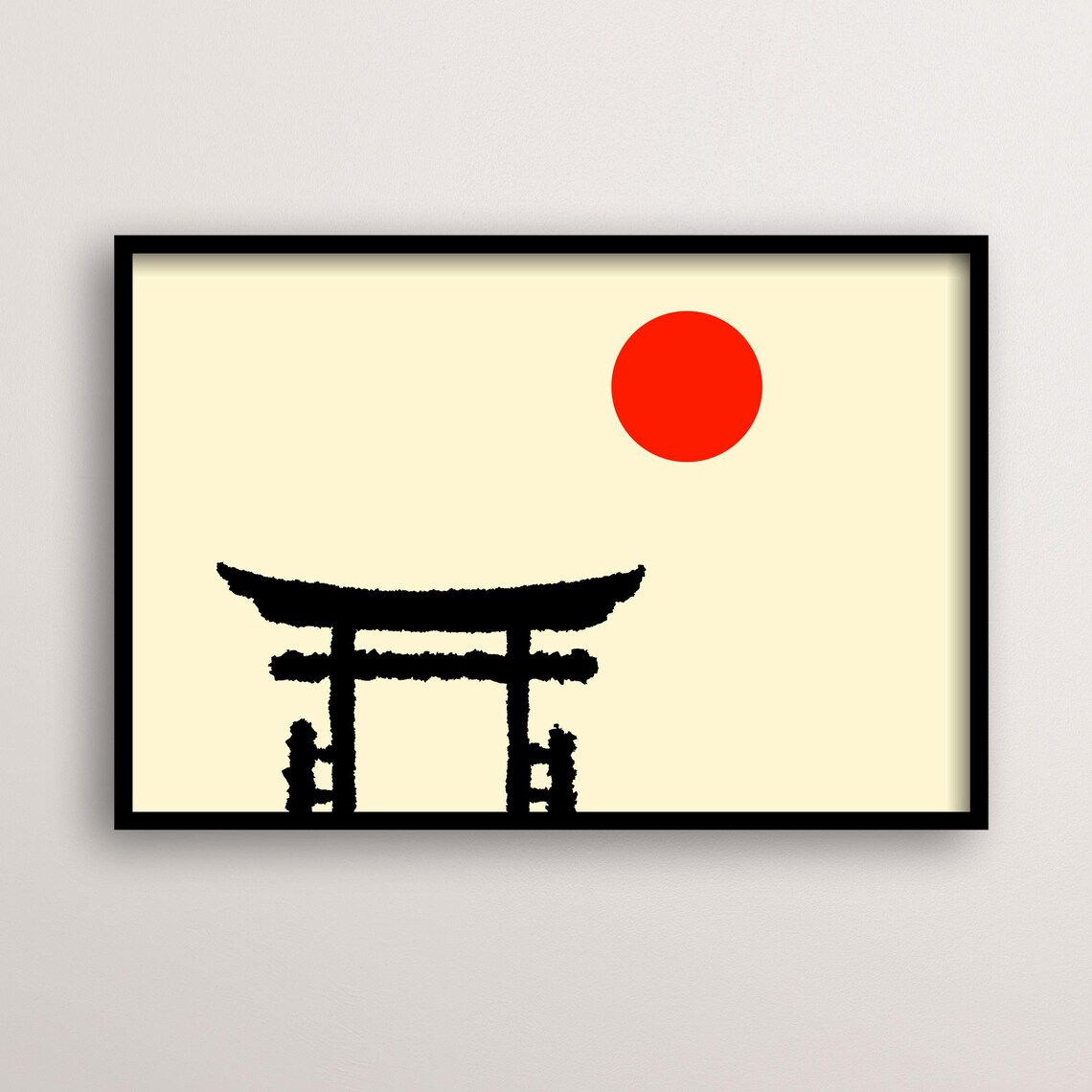 Japanese Torii Gate Minimalist Poster, Zen Decor