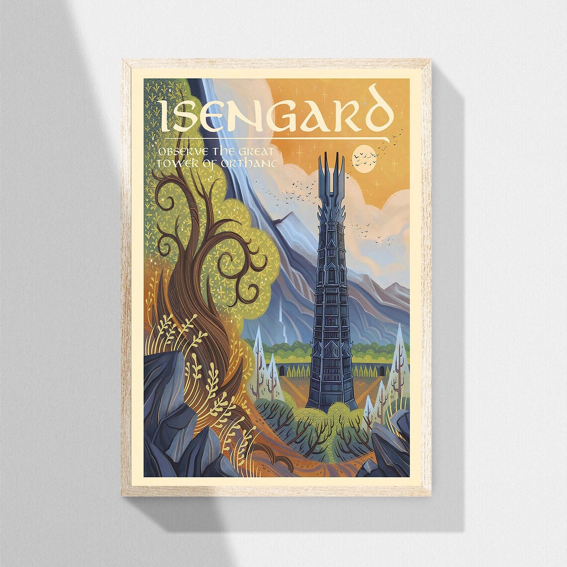 Isengard Orthanc Travel Poster, Fantasy Rings Lord