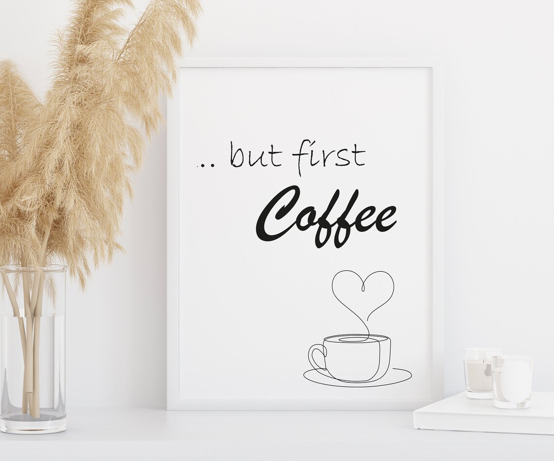 But First Coffee Line Art Kitchen Art Print