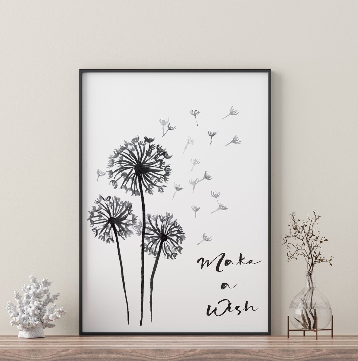 Dandelion Make A Wish Art Print, Hallway Decor
