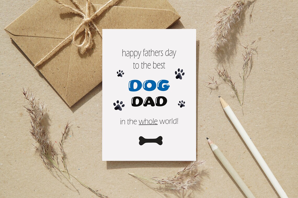 Happy Fathers Day Best Dog Dad Paw Prints Funny Card Poster Gift