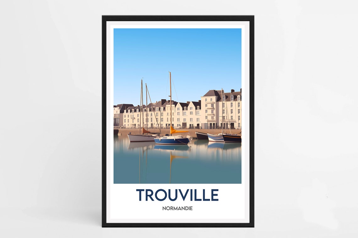 Trouville Poster Minimalist Illustration Of Trouville France Travel Poster Interior Wall Decoration Trouville Poster
