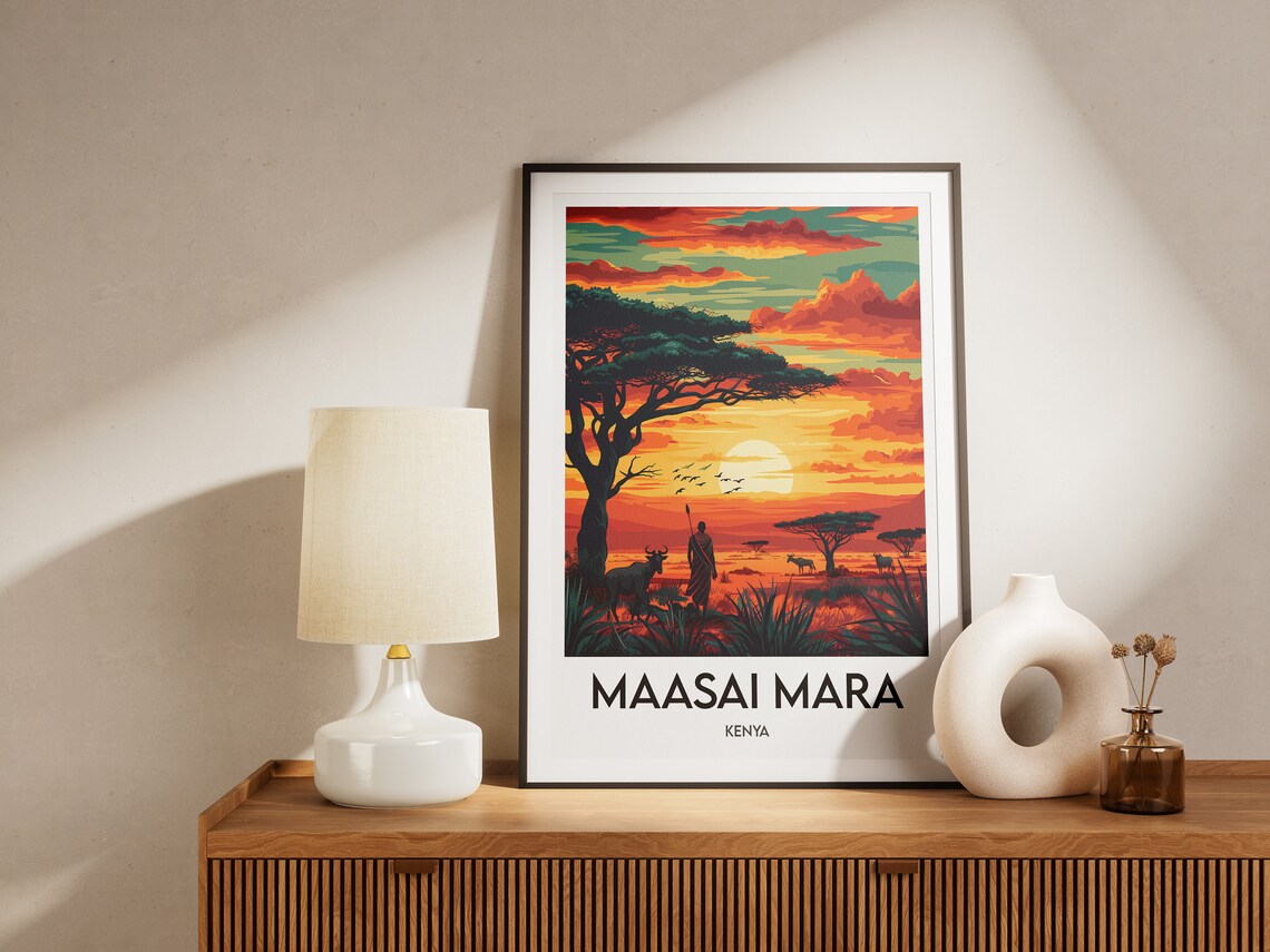 Maasai Mara Travel Poster, Kenya Landscape Art Print - Image 2