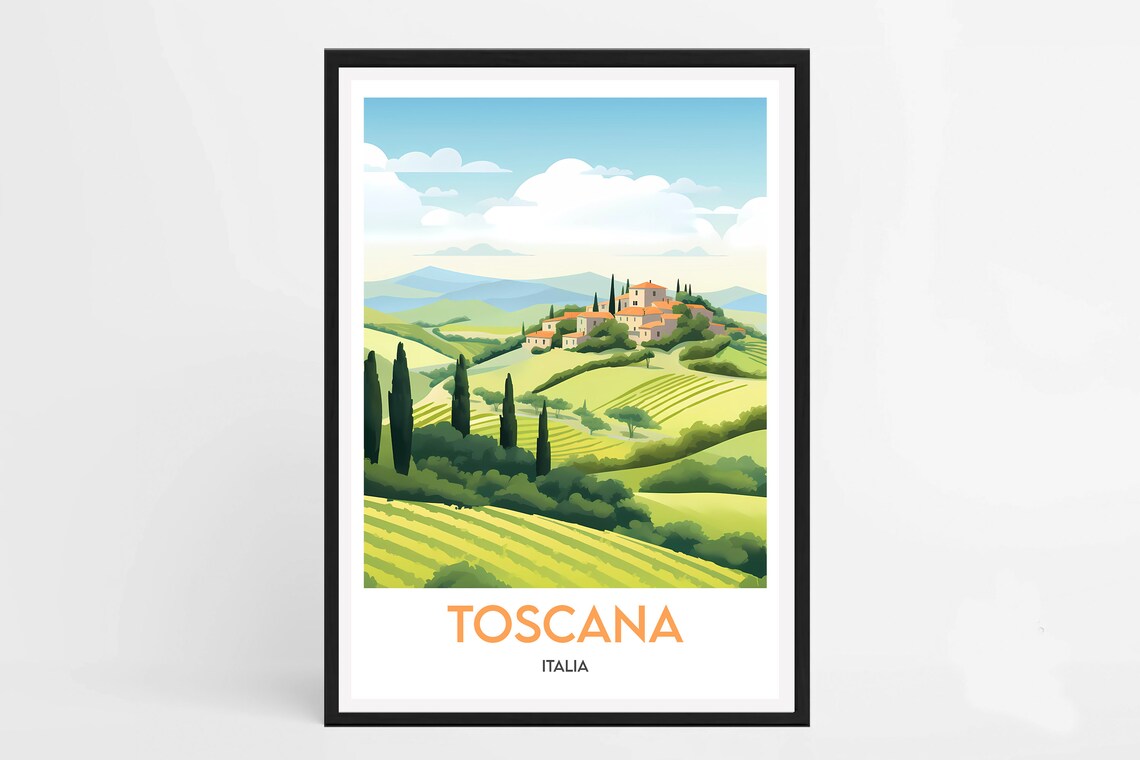 Tuscany Minimalist Travel Poster, Italy Art Print