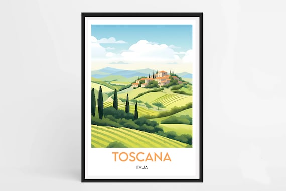 Tuscany Minimalist Travel Poster, Italy Art Print