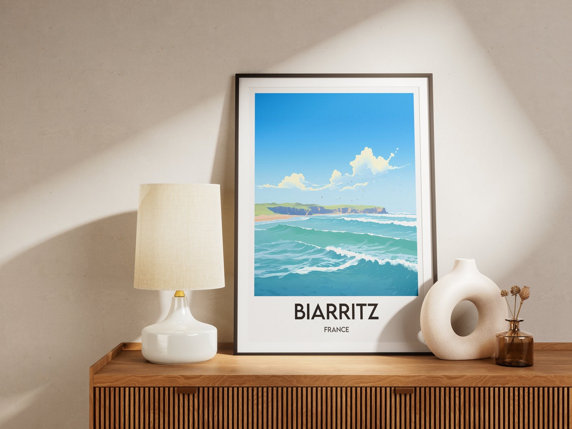 Biarritz Surf Waves Atlantic Cliffs France Coastal Travel Poster - Image 2