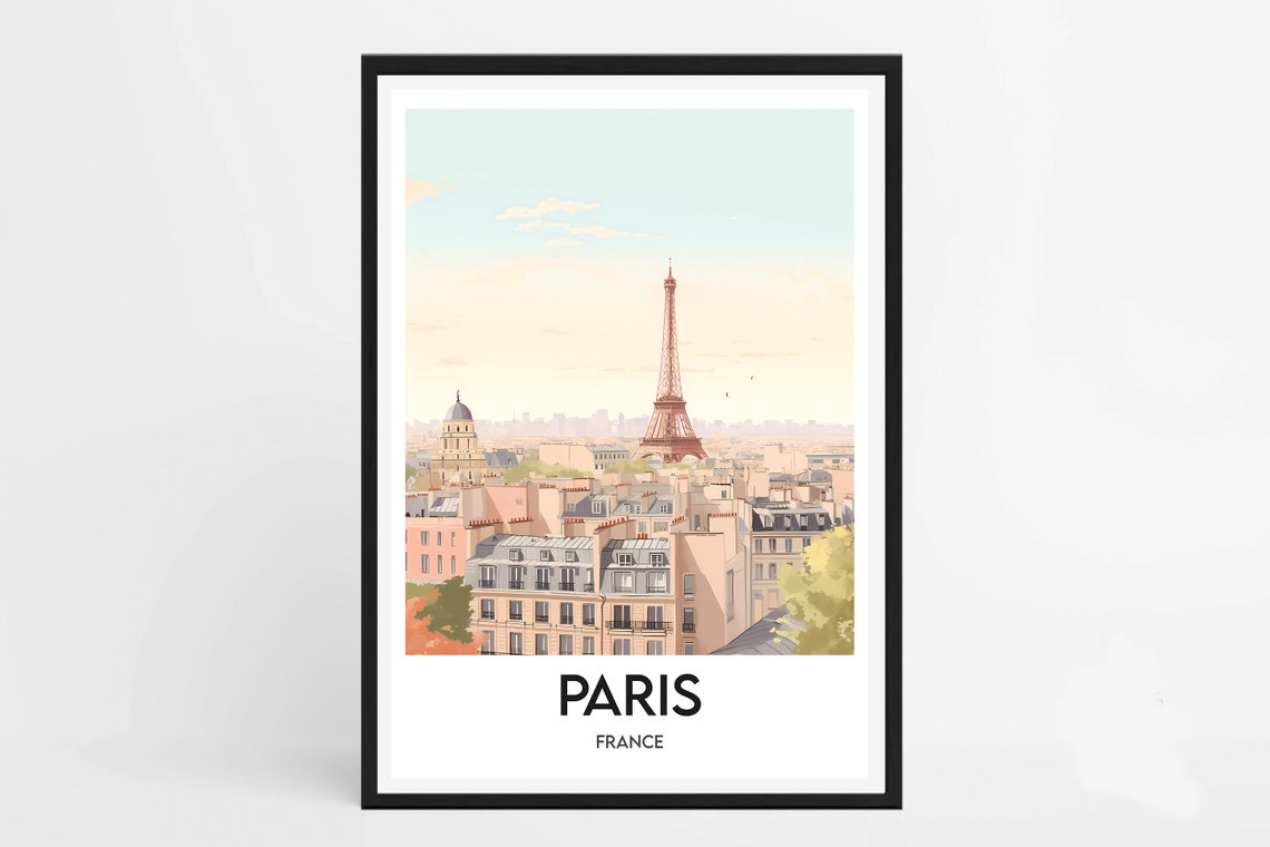 Paris France Eiffel Tower Rooftop Skyline Romantic City Poster - Image 2