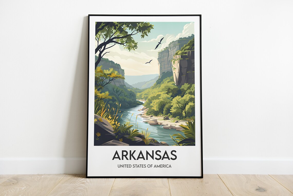 Arkansas River Gorge Limestone Bluffs Scenic Vintage Travel Poster