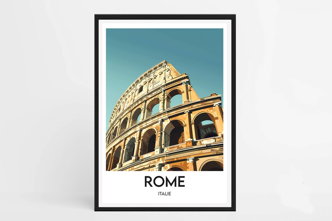 Rome Travel Poster, Italy Tourism Art Print